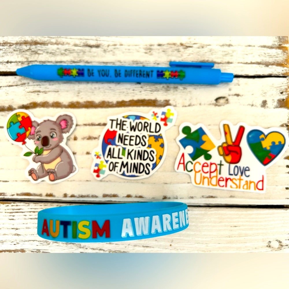 Autism Awareness bundle includes Stickers and Bracelet Set NWT